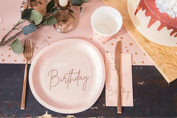 10 tovaglioli oro rosa Elegant blush 25° compleanno
