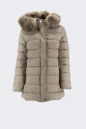 Beige Julia Long Jacket with Fur