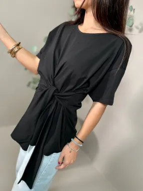 T-Shirt Frontale Donna Nero in Cotone