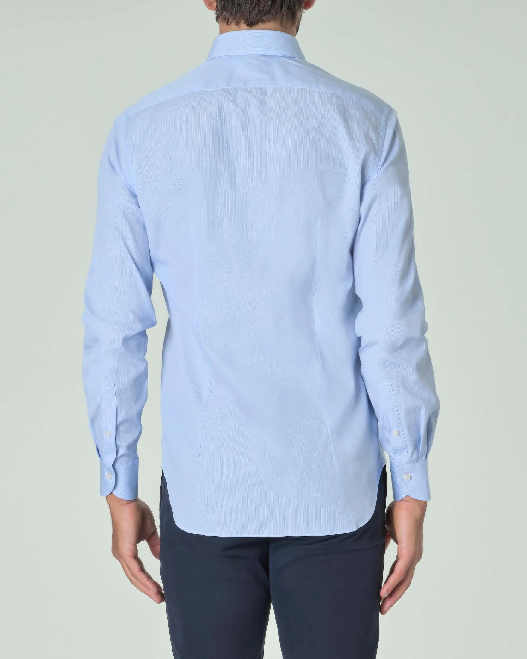 Camicia azzurra micro riga in puro cotone