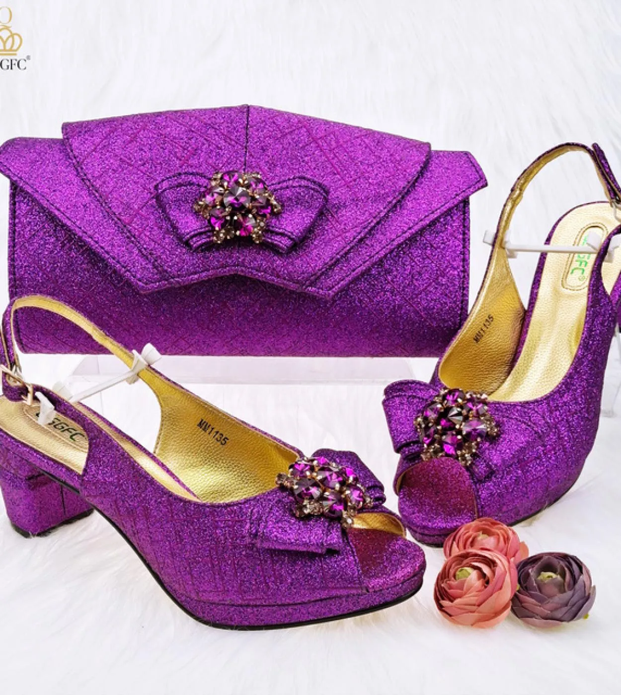 Italian Shoe Bag Set for Women Size 43 Elegant Green Wedding Party