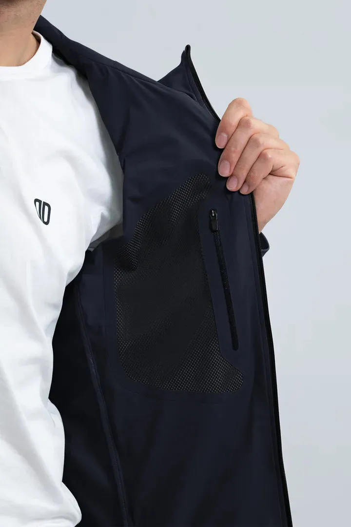 Jacket with Hood in Technical Fabric Blue