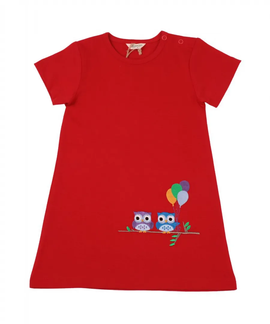 Organickid - Red Owl Dress 9/12 Months