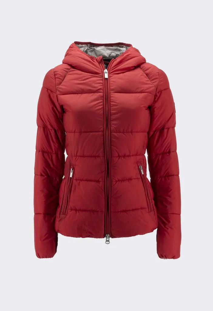 Red Women's Hooded Short Jacket