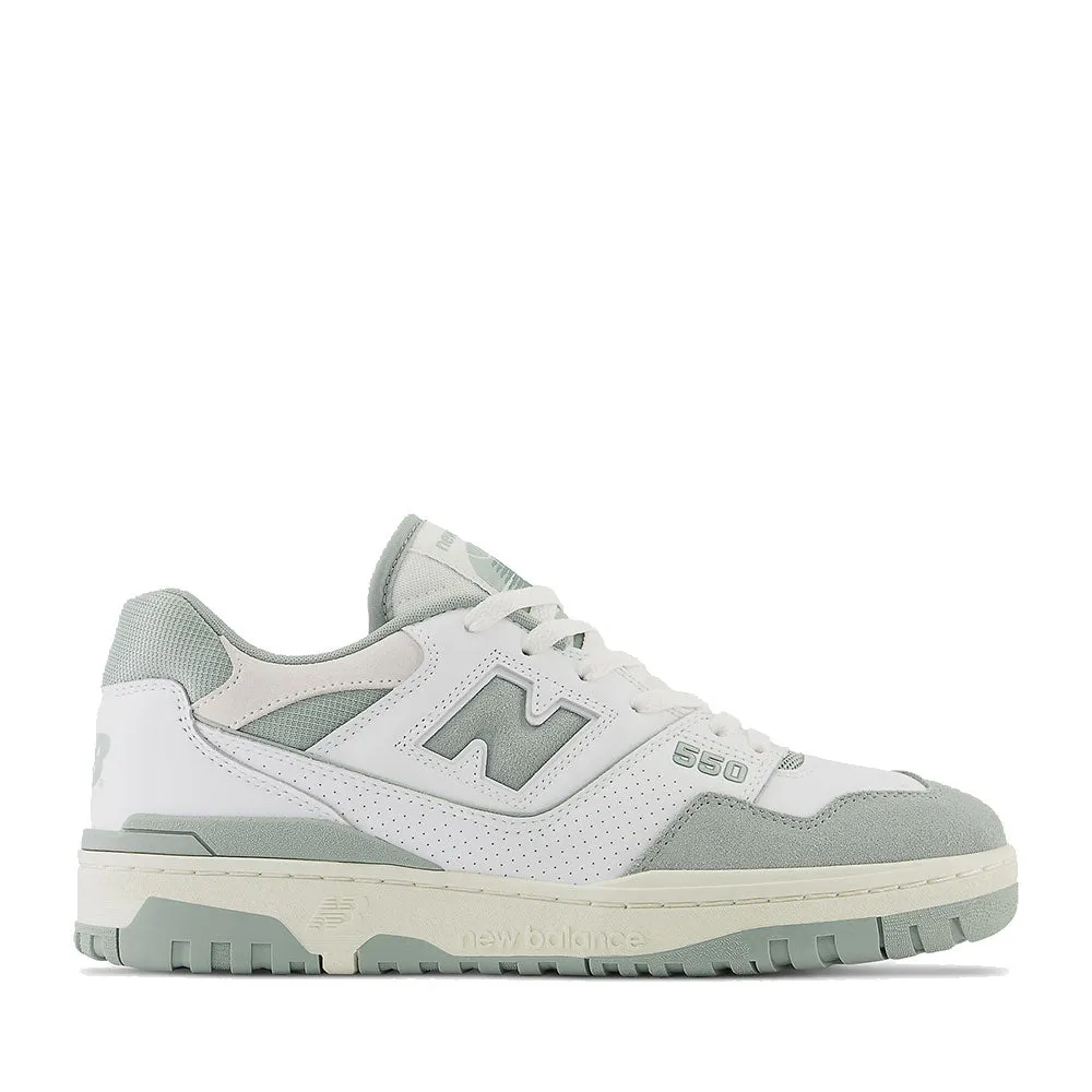 NEW BALANCE White Juniper and Dark Juniper Leather Sneakers Unisex 550
