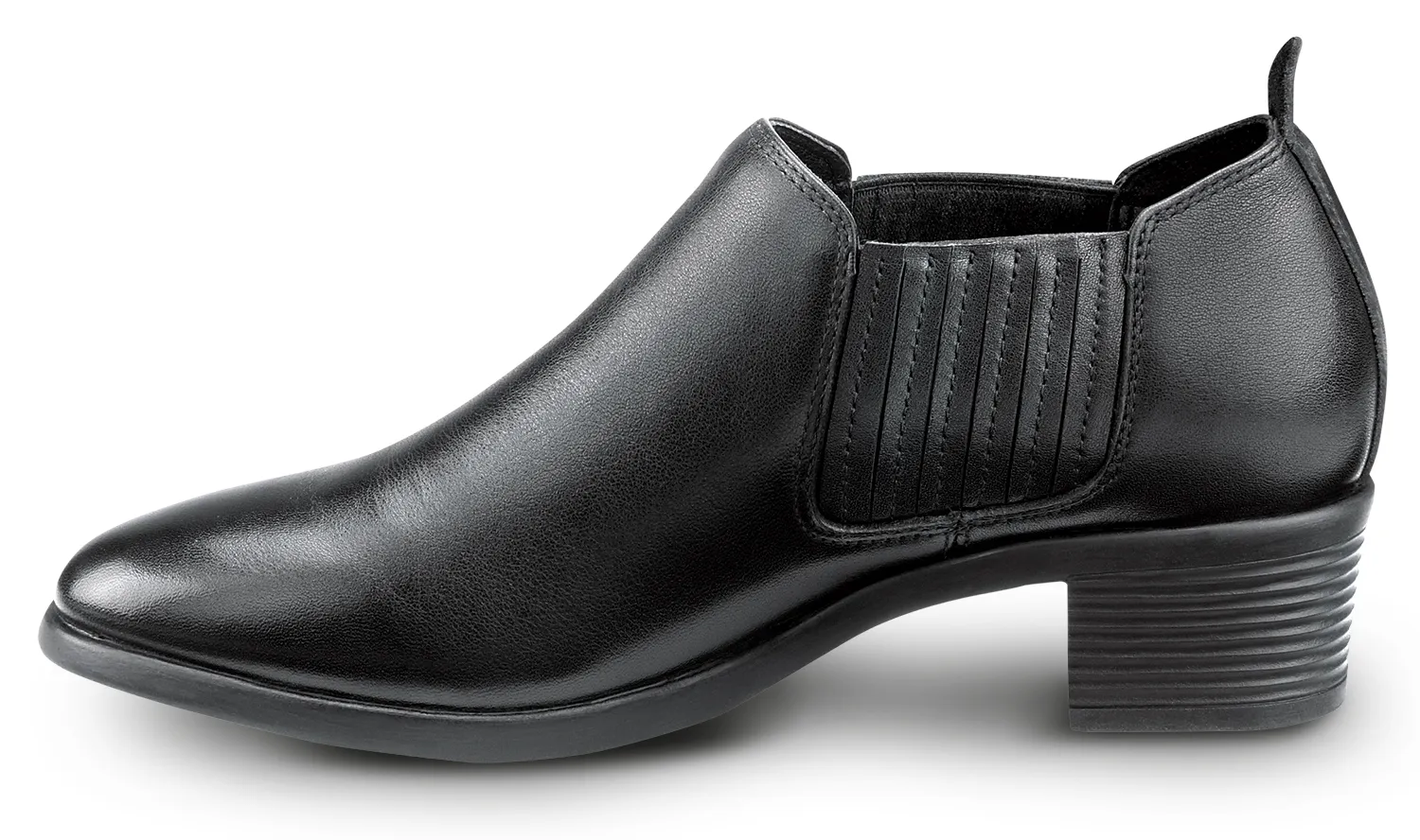 SR MAX Galena Women's Black Demi Boot Style MaxTRAX Slip Resistant Soft Toe Work Shoe